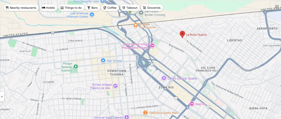 Mapa de La Boba Tijuana (toca para ver el mapa interactivo)